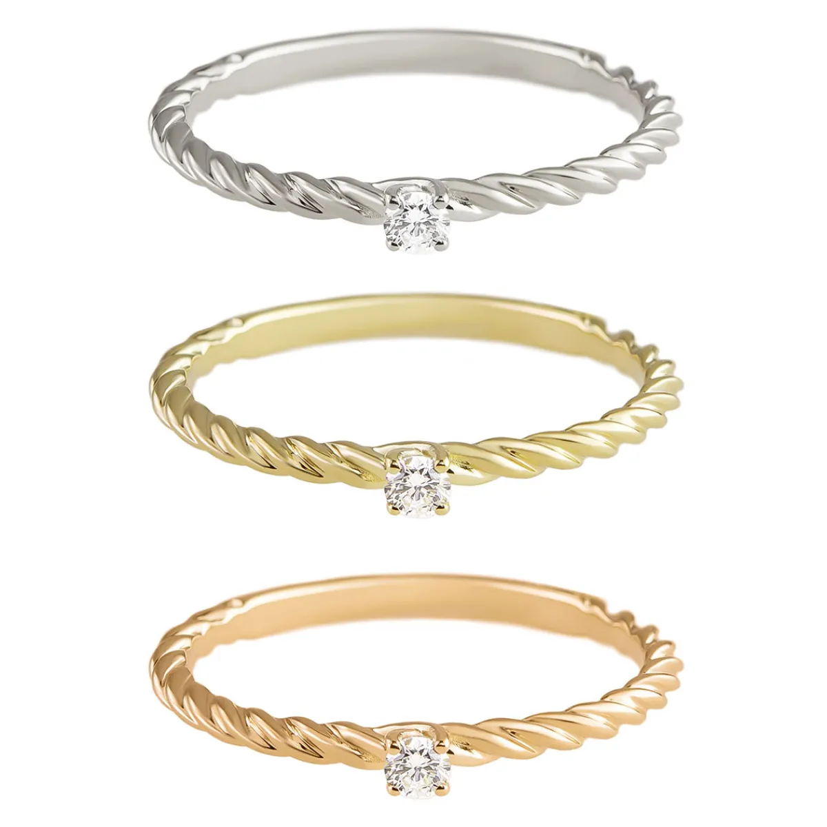 Tomfoolery Twisted Diamond Solitaire Ring Discount