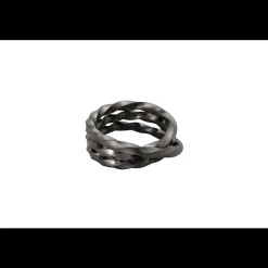 Tomfoolery Twisted Oxidised Silver Band Discount