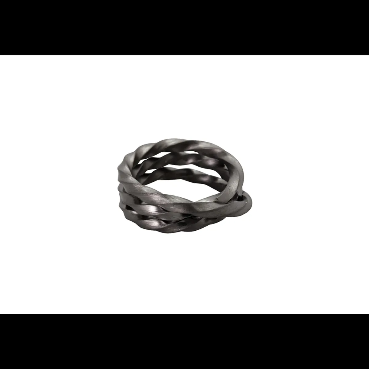 Tomfoolery Twisted Oxidised Silver Band Discount