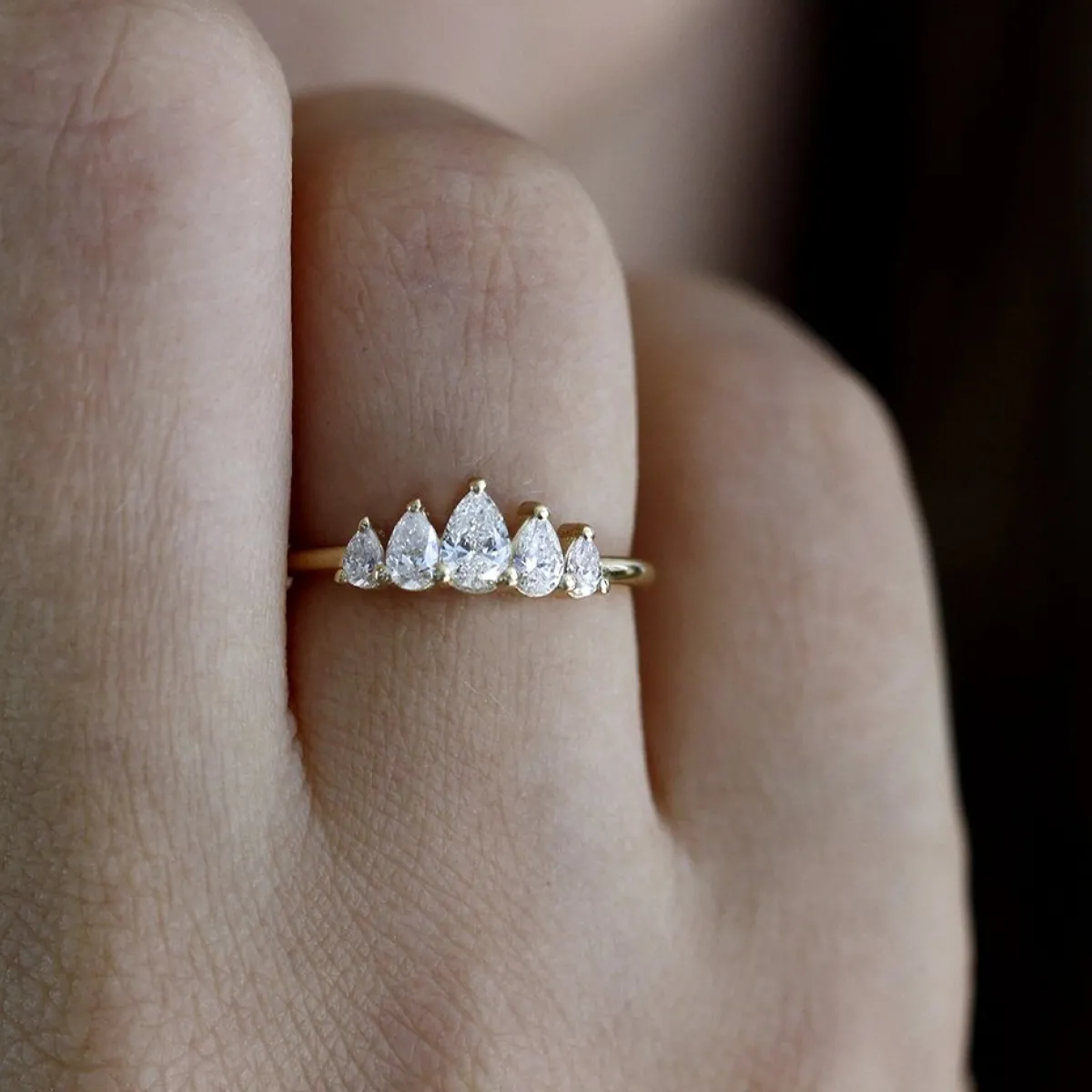 Tomfoolery Unique Pear Diamond Engagement Ring – Five Diamond Ring Hot