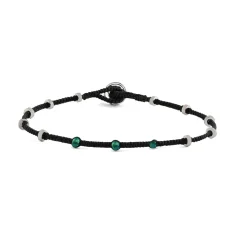 Tomfoolery Unisex Emerald Macramé Lusso Dotted Silver Bracelet Hot