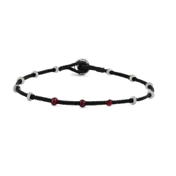 Tomfoolery Unisex Ruby Macramé Lusso Dotted Silver Bracelet New