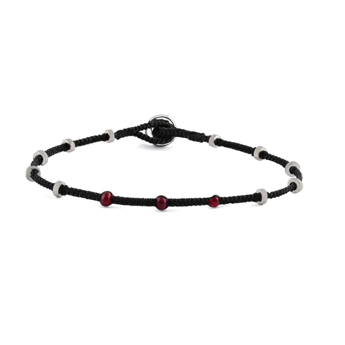 Tomfoolery Unisex Ruby Macramé Lusso Dotted Silver Bracelet New