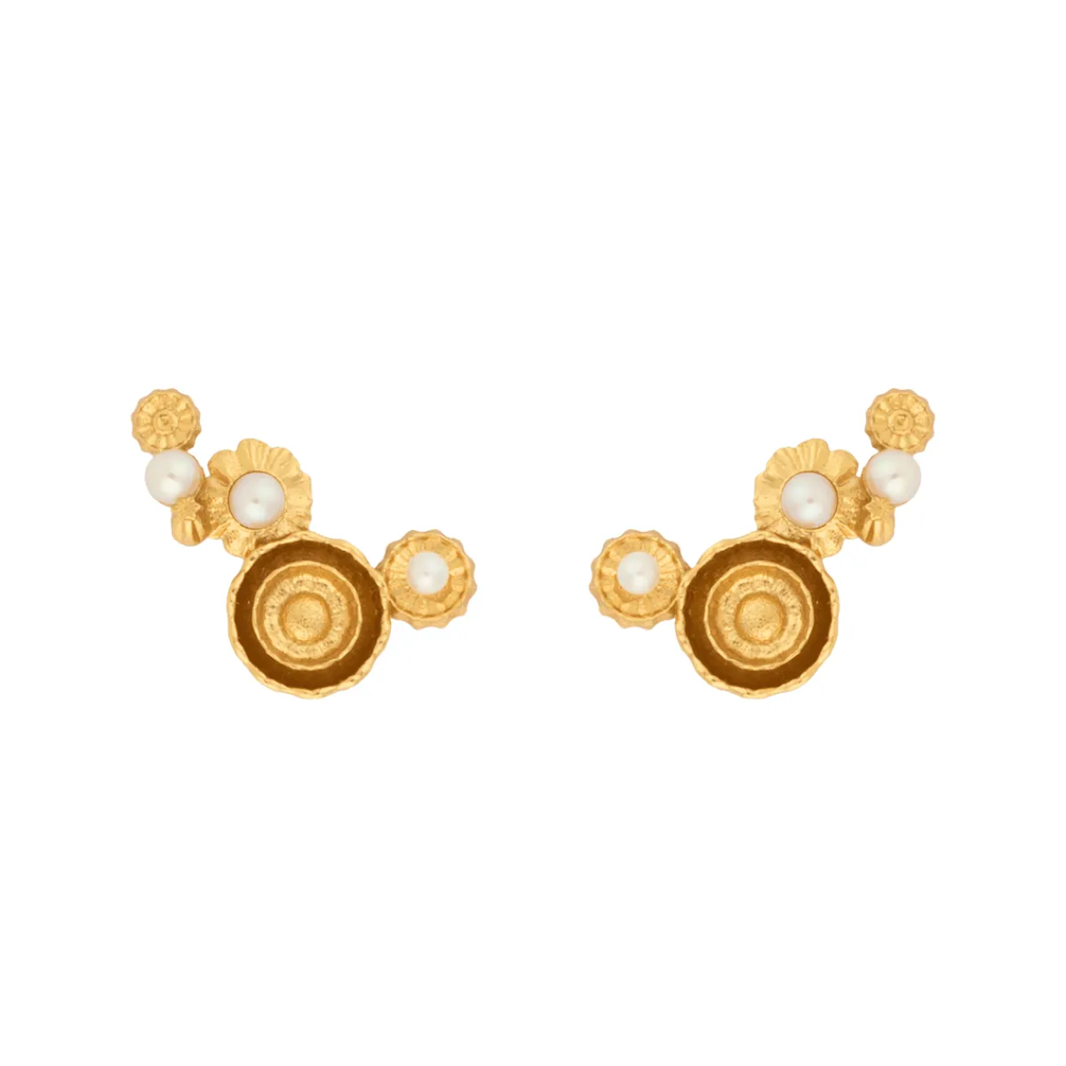 Tomfoolery Venus Meadow Cluster Pearl Earrings New