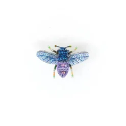 Tomfoolery Violet Carpenter Bee Beaded Sequin Brooch New