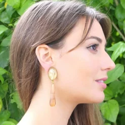Tomfoolery Violet Resin Earrings in Neutral New