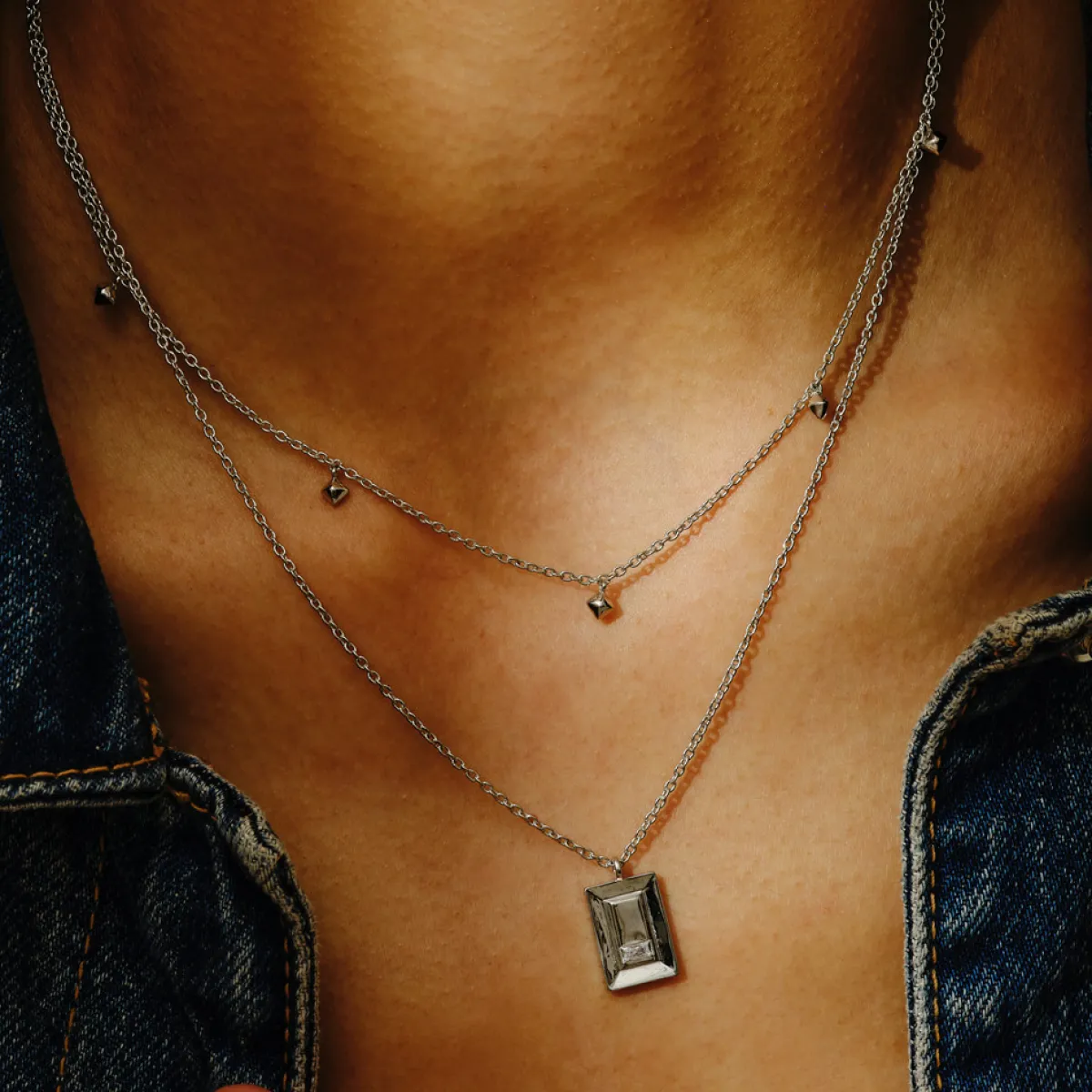 Tomfoolery VORA Baguette Facet Silver Pendant Online