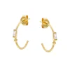 Tomfoolery VORA Baguette Gem Gold Hoops Hot