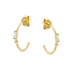 Tomfoolery VORA Baguette Gem Gold Hoops Hot