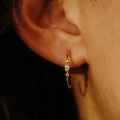 Tomfoolery VORA Baguette Gem Gold Hoops Hot