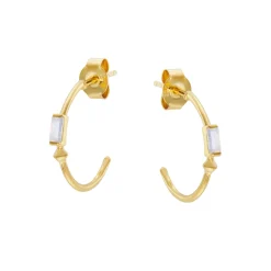 Tomfoolery VORA Baguette Gem Gold Hoops Hot