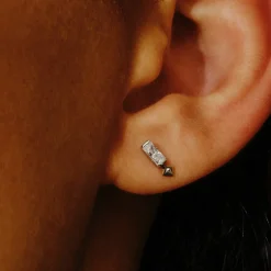 Tomfoolery VORA Baguette Gem Gold Plated Studs New