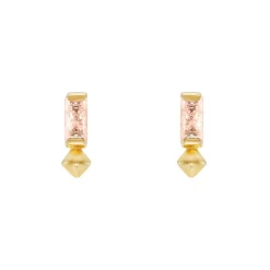 Tomfoolery VORA Baguette Gem Gold Plated Studs New