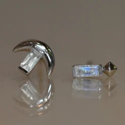 Tomfoolery VORA Baguette Gem Silver Studs Online