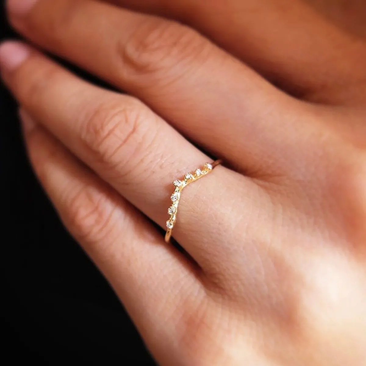 Tomfoolery V-Shape Seven Diamond Ring Sale