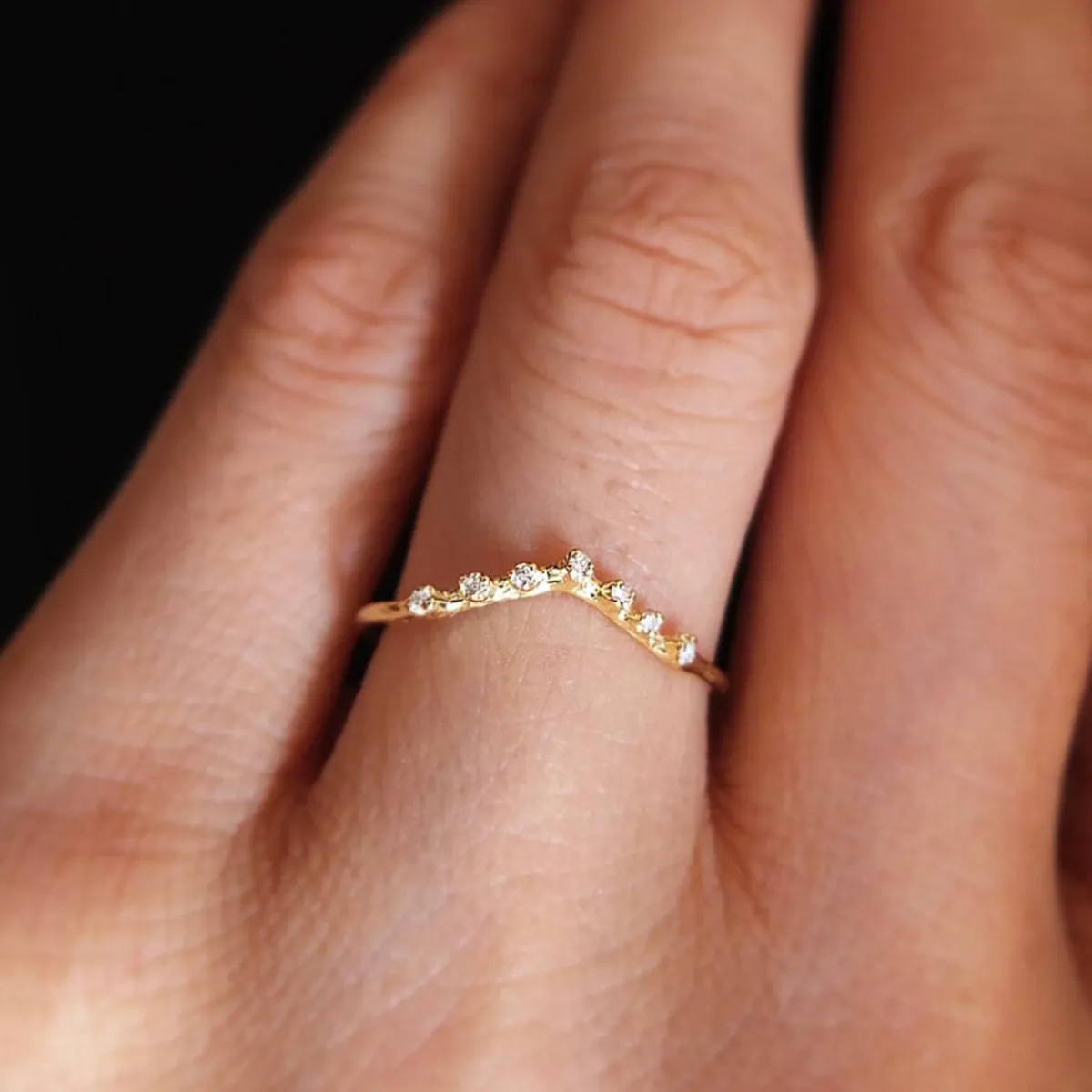 Tomfoolery V-Shape Seven Diamond Ring Sale