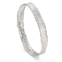 Tomfoolery Wave Textured Silver Bangle Best