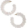 Tomfoolery White Beaded Flower Hoops Clearance