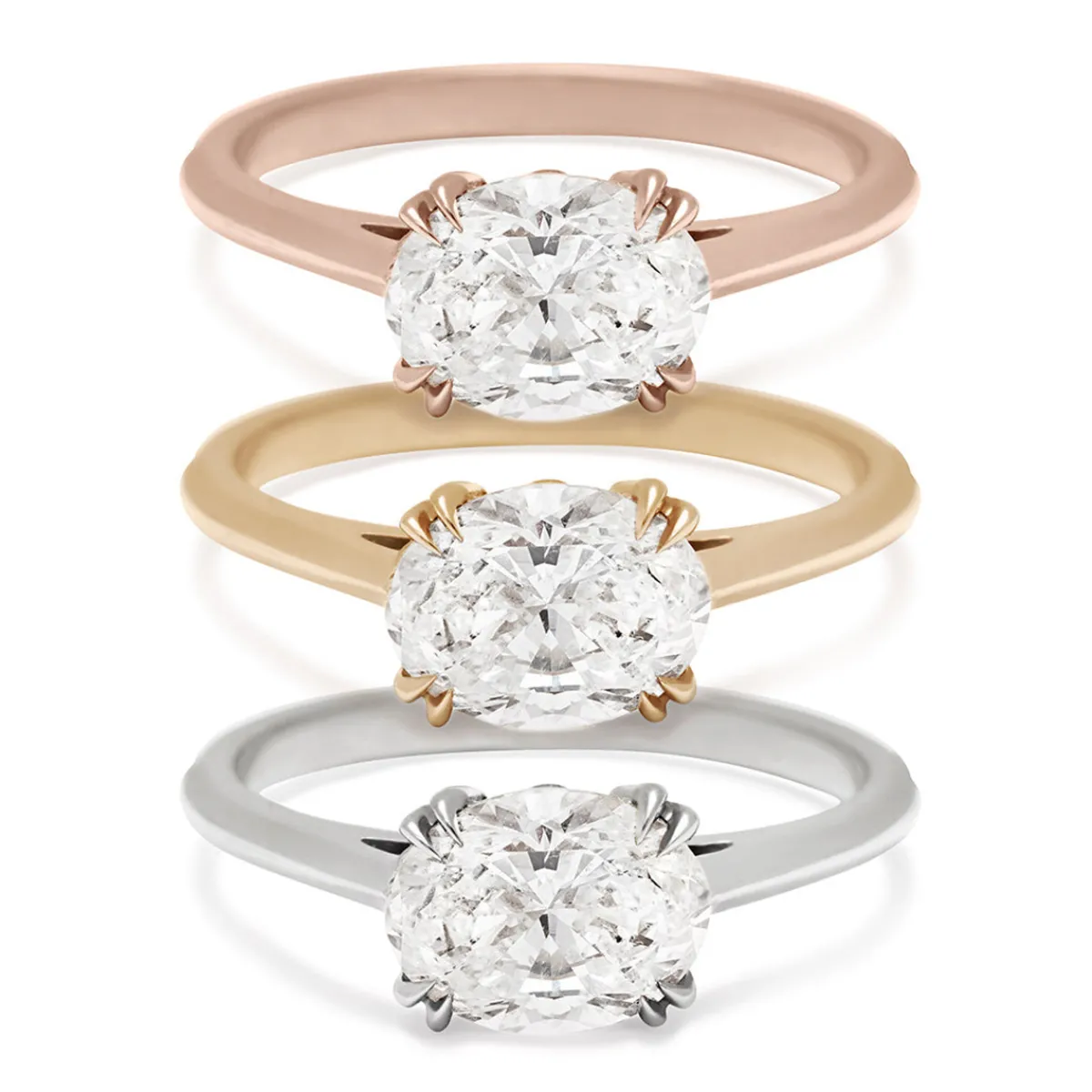 Tomfoolery White Diamond Bea East/West Solitaire Ring Fashion
