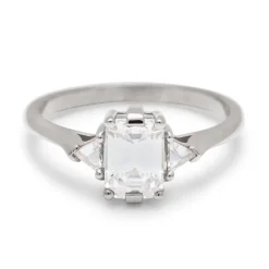 Tomfoolery White Diamond Bea Three Stone Ring Fashion