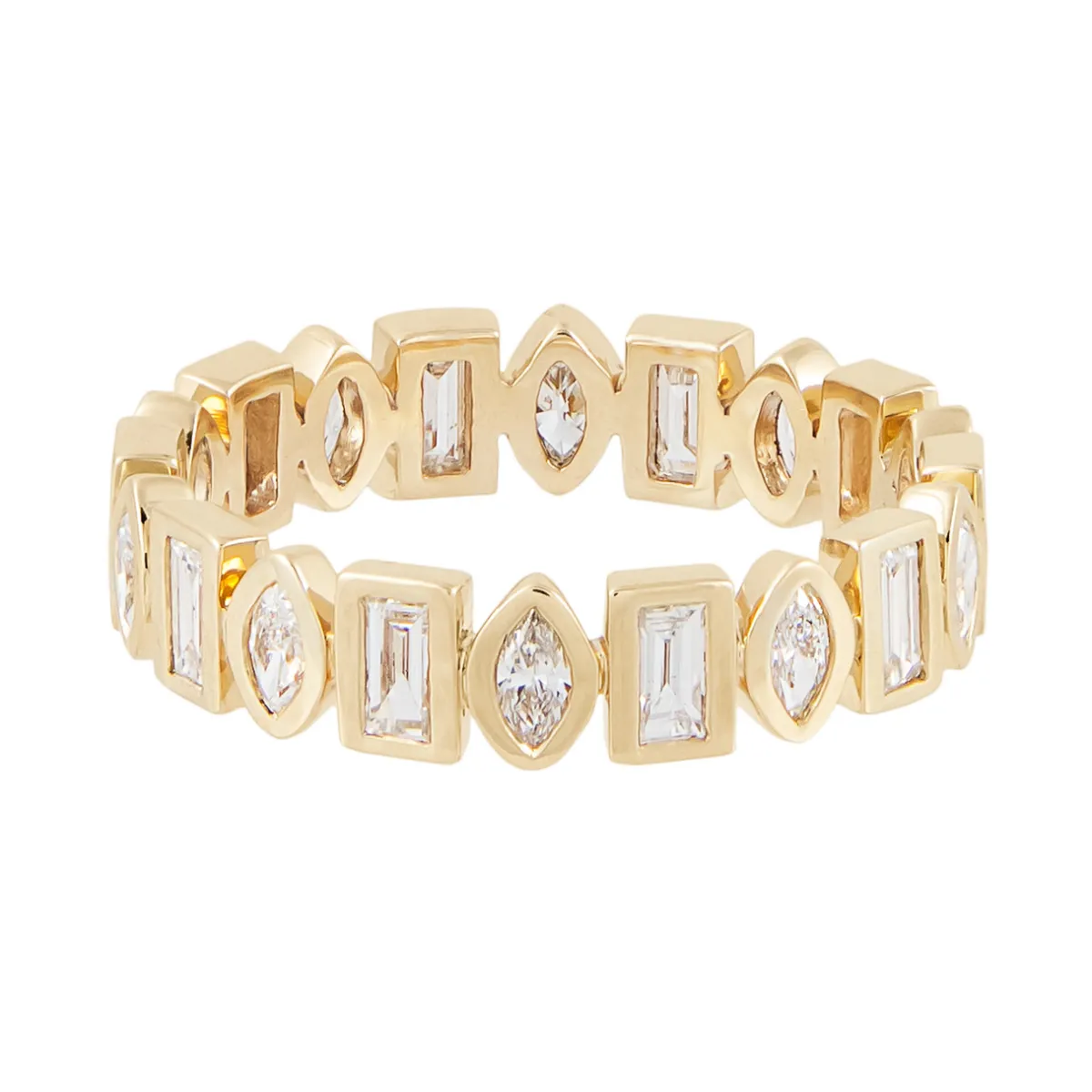 Tomfoolery White Diamond Marquise & Baguette Eternity Ring Fashion