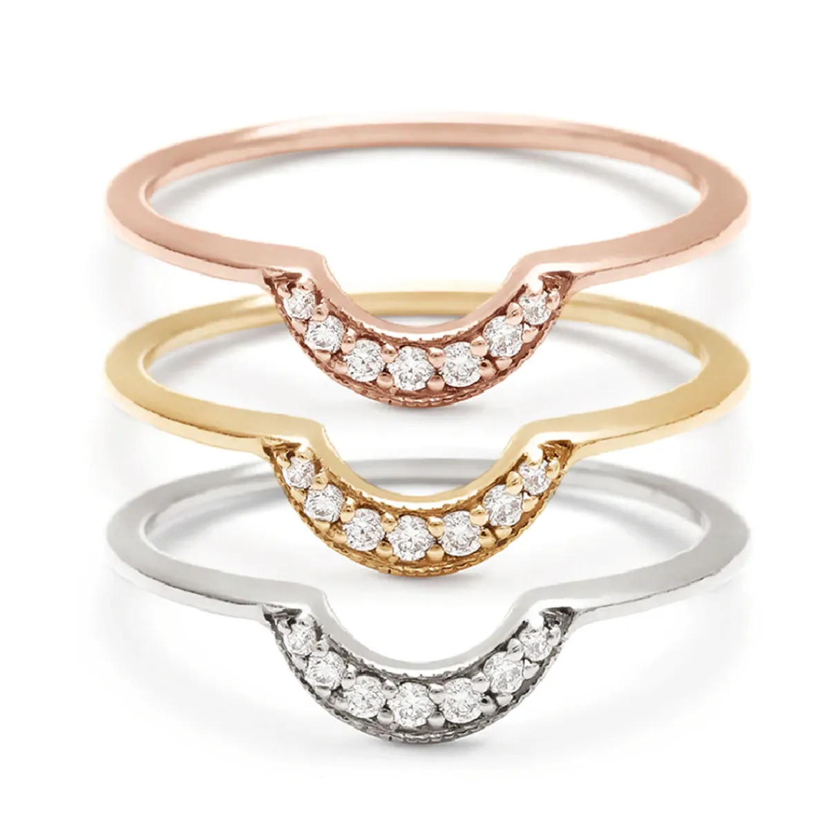 Tomfoolery White Diamond Tiny Crescent Band Fashion