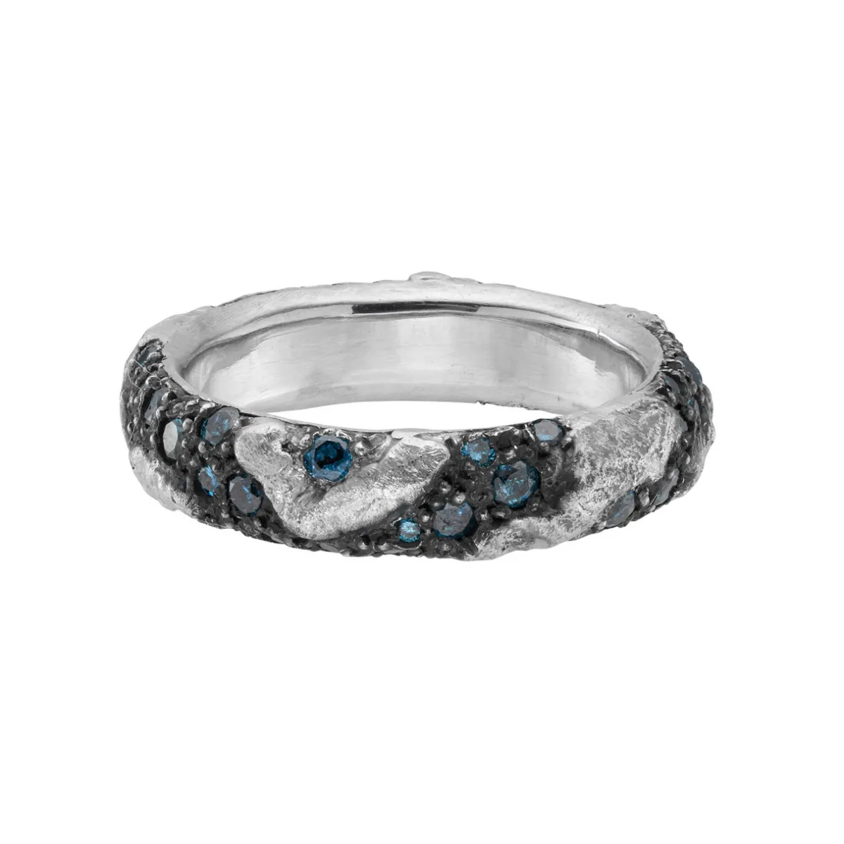 Tomfoolery White Gold & Blue Diamond Nature Wedding Band Clearance