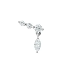Tomfoolery White Gold & Marquise Diamond Drop Studs Hot