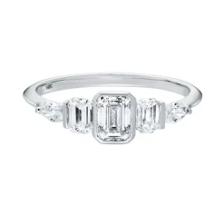 Tomfoolery White Gold Emerald Cut Five Diamond Ring Sale