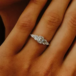 Tomfoolery White Gold Emerald Cut Five Diamond Ring Sale
