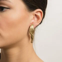 Tomfoolery White Gold Metallic Athena Earrings Clearance