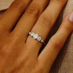 Tomfoolery White Gold Oval Five Diamond Ring Sale