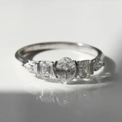 Tomfoolery White Gold Oval Five Diamond Ring Sale