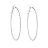 Tomfoolery White Gold Slim Diamond Pave Oval Large Hoops Outlet