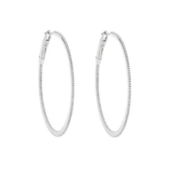 Tomfoolery White Gold Slim Diamond Pave Round Large Hoops Best