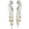 Tomfoolery White Peacock Beaded Earrings New