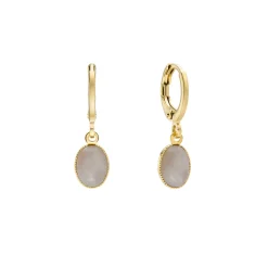 Tomfoolery White Quartz Cabochon Hoops Sale