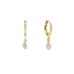 Tomfoolery White Quartz Gemstone Hoops Fashion