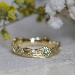 Tomfoolery Wide Fern Furl Sapphire Ring Discount