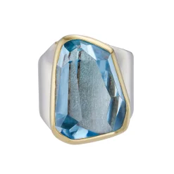 Tomfoolery Wide Irregular Aquamarine Shield Ring Online