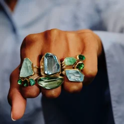 Tomfoolery Wide Irregular Aquamarine Shield Ring Online