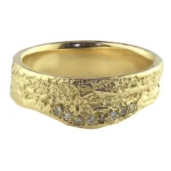 Tomfoolery Wide London Plane Diamond Halo Ring Online