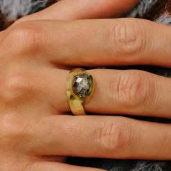 Tomfoolery Wide Organic Salt & Pepper Pear Diamond Ring Outlet