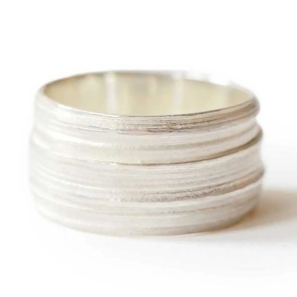 Tomfoolery Wide Textured Silver Band Hot