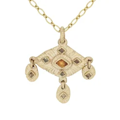 Tomfoolery ‘Within The Winds Of Change’ Gold, Sapphire & Champagne Diamond Necklace Outlet
