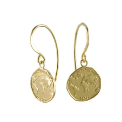 Tomfoolery World Coin Earrings in Gold Vermeil Hot
