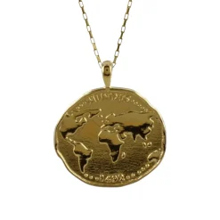 Tomfoolery World Coin Pendant in Gold Vermeil Hot