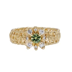 Tomfoolery Woven Green Sapphire & Diamond Star Ring Best