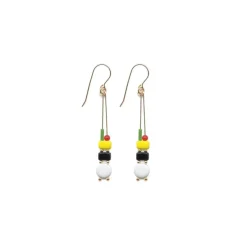 Tomfoolery Yellow & White totem drop earrings New