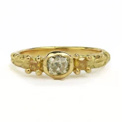 Tomfoolery Yellow Diamond Old Cut Trilogy Ring Discount